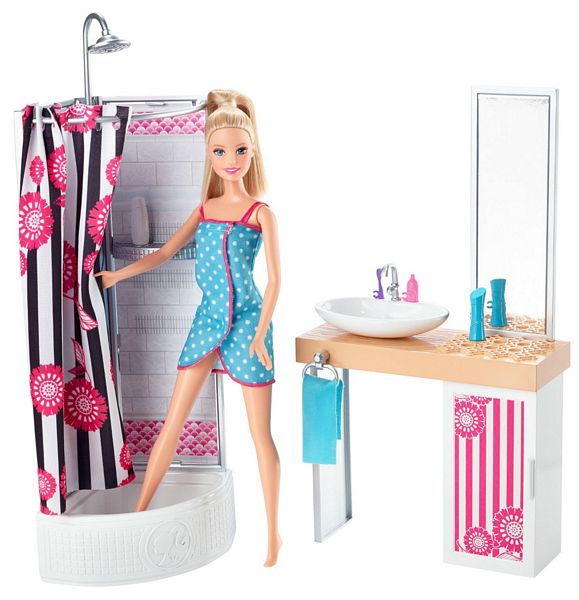 Mattel Barbie Lalka z Mebelkami Łazienka CFB63 CFB61