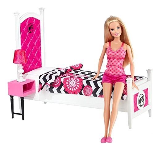 Mattel Barbie Lalka z Mebelkami Sypialnia CFB63 CFB60