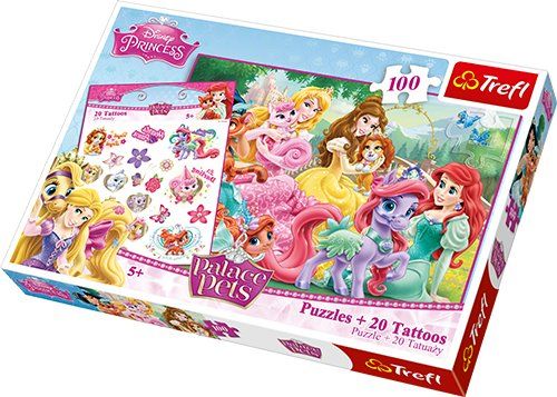 Trefl Puzzle 100 Elementów + 20 tatuaży Księżniczki i Przyjaciele 90502