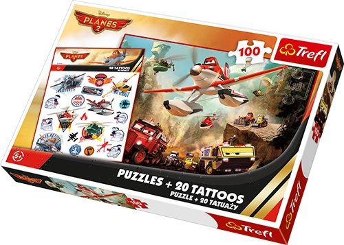Trefl Puzzle 100 Elementów + 20 tatuaży - Samoloty Akcja Ratunkowa 90503