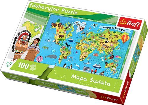 Trefl Puzzle Edukacyjne Mapa Świata 100 Elementów 15502