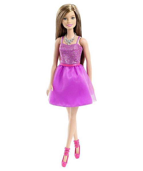 Barbie Czarująca Lalka w Fioletowej Sukience T7580 DGX81