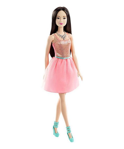 Mattel Barbie Czarująca Lalka w Różowej Sukience i Turkusowych Pantoflach T7580 DGX83