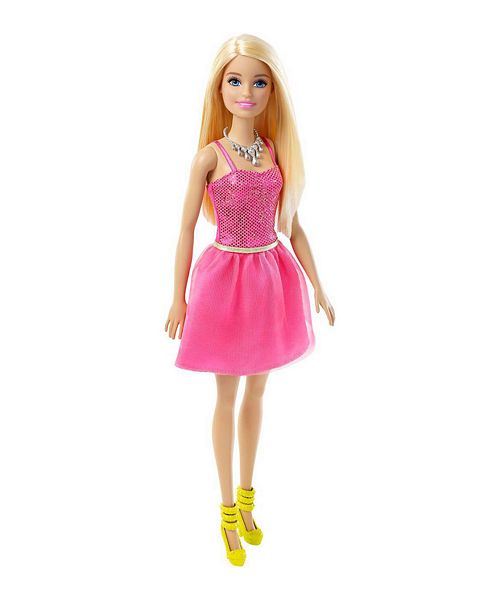 Barbie Czarująca Lalka w Różowej Sukience i Kanarkowych Pantoflach T7580 DGX82