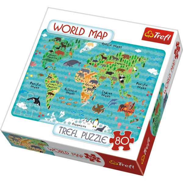 Trefl Puzzle Mapa Świata 80 Elementów 91405