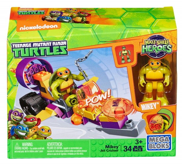 Mattel Mega Bloks Żółwie Ninja Buggy Odrzutowy Krążownik Mikey DMW41 DMW42