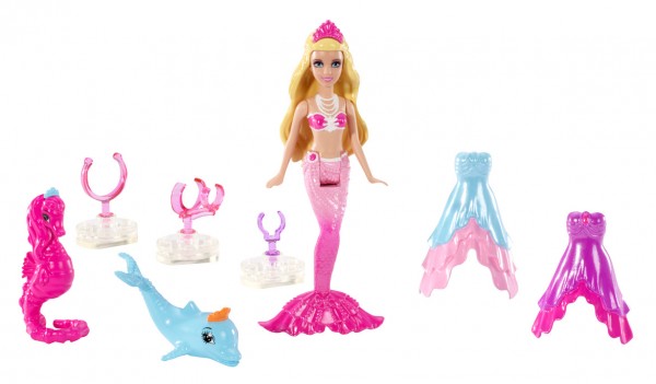 Mattel Barbie Perłowa Syrenka Lumina Mini Laleczka + Przyjaciele BDB55