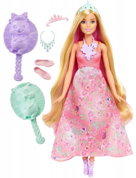 Mattel Barbie Księżniczka Kolorowe Fryzury Różowa DWH41 DWH42