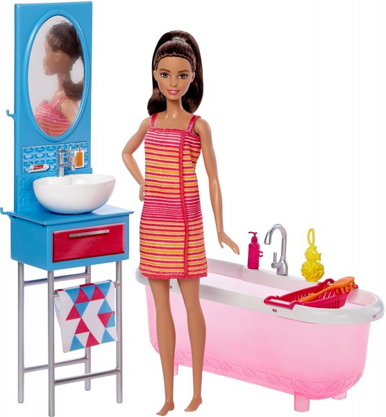 Mattel Barbie Lalka z Łazienką Wanną DVX51 DVX53
