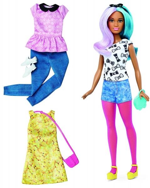 Mattel Barbie Lalka z Ubrankami Blue Violet Petite DTD96 DTF05