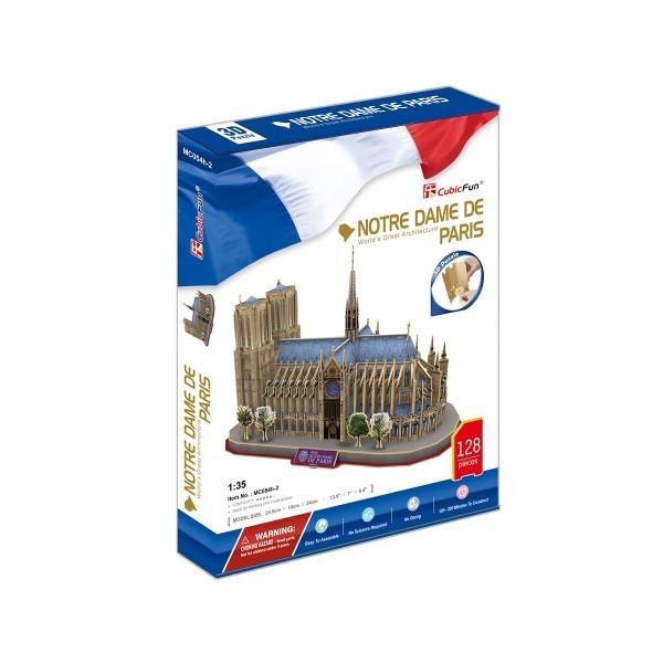 Cubic Fun Puzzle 3D Katedra Notre Dame 128 elementów Zestaw XL 21054