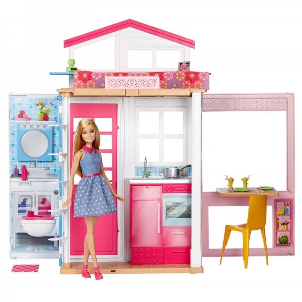 Mattel Barbie Domek Dwupoziomowy z Lalką DVV48