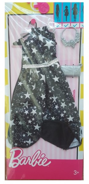Mattel Barbie Modne Kreacje Gwiezdna Sukienka Czarna FCT22 DWG21