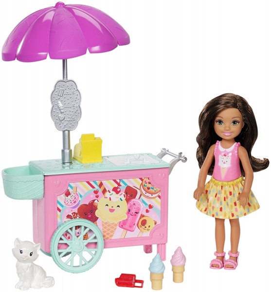 Mattel Barbie Mały Zestaw Chelsea Wózek z Lodami FDB32 FDB33