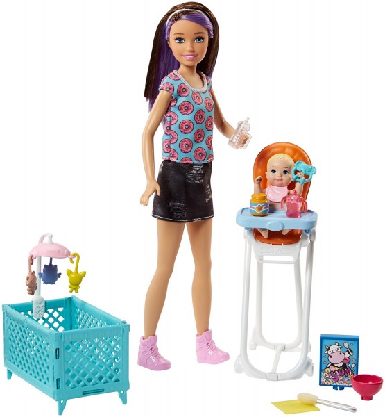 Mattel Barbie Opiekunka Dziecięca z Bobasem Zestaw do Karmienia FHY97 FHY98