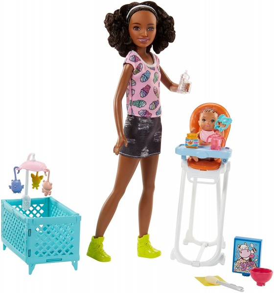 Mattel Barbie Opiekunka Dziecięca z Bobasem Zestaw do Karmienia FHY97 FHY99