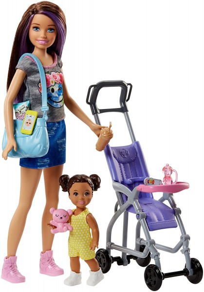 Mattel Barbie Opiekunka Dziecięca z Bobasem Zestaw Spacerowy FHY97 FJB00
