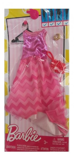 Mattel Barbie Modne Kreacje Sukienka Różowe Zygzaki FCT22 FCT37