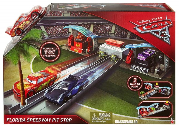 Mattel Auta 3 Zestaw Florida Speedway Pit Stop Zygzak McQueen DVT46 FBH01