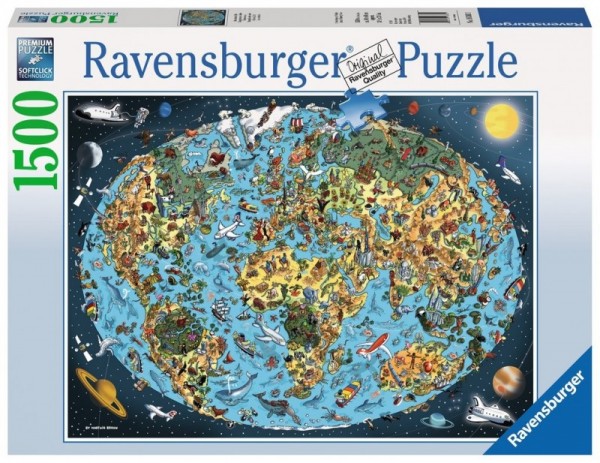 Ravensburger Puzzle 1500 elementów Kreskówkowa kula ziemska 163601