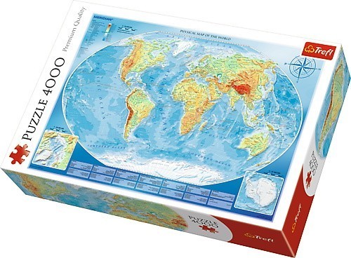 Trefl Puzzle Wielka mapa fizyczna świata 4000 el. 45007