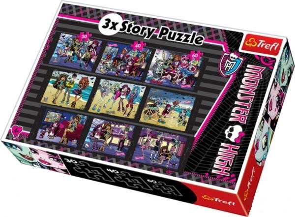 Trefl Puzzle Monster High 3 Historie 30+40+60 el.  90308