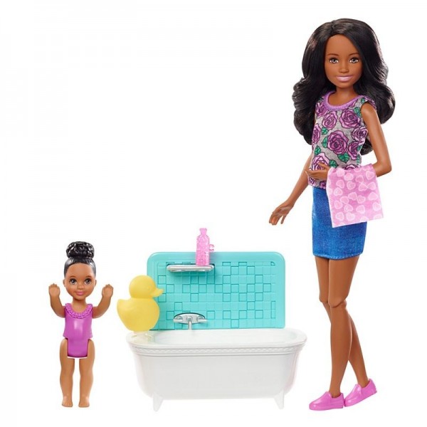 Mattel Barbie Opiekunka Dziecięca Zestaw z wanną FHY97 FXH06
