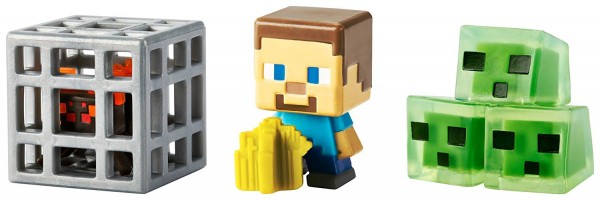 Mattel Minecraft 3-Pak: Steve na Roli, Spawnujący Pająk i Kostki Slime CGX24 DKD56