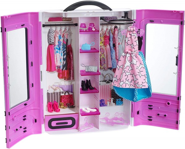 Mattel Barbie Garderoba Walizeczka Fioletowa + Lalka DPP72 DPP63