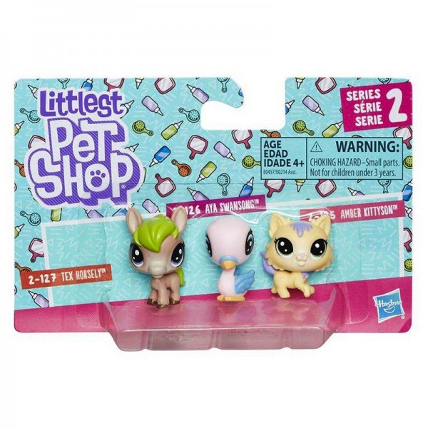 Hasbro Littlest Pet Shop Figurka Mini 3-pak Tex Horsely+Aya Swansong+Amber Kittyson E0214 E0457