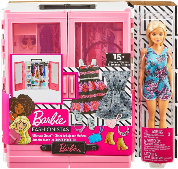 Mattel Barbie Garderoba Walizeczka + Lalka GBK12