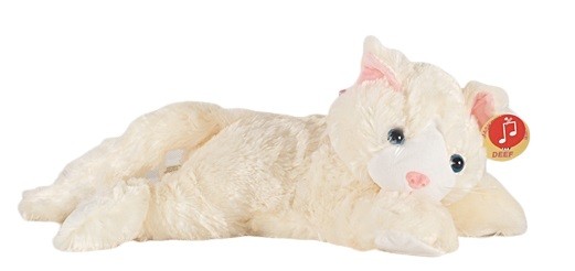 Kotek Kremowy Leżący z Dźwiękiem 28 cm