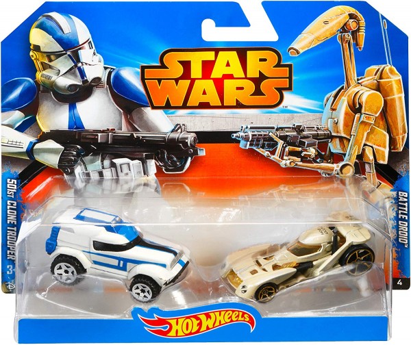 Mattel Hot Wheels Star Wars Samochodziki Dwupak Clone Trooper & Battle Droid CGX02 CGX07