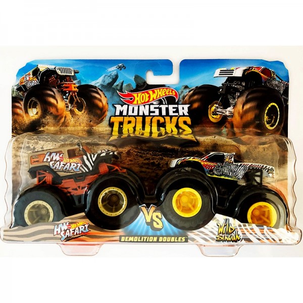 Mattel Hot Wheels Monster Trucks Pojazd 1:64 2-pak HW Safari vs Wild Streak FYJ64 GJF64