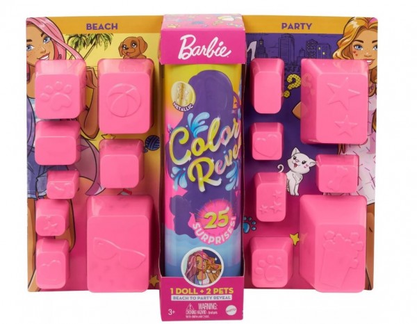 Mattel Barbie Color Reveal Kolorowa Maksiniespodzianka Plaża/Impreza GPD54 GPD55
