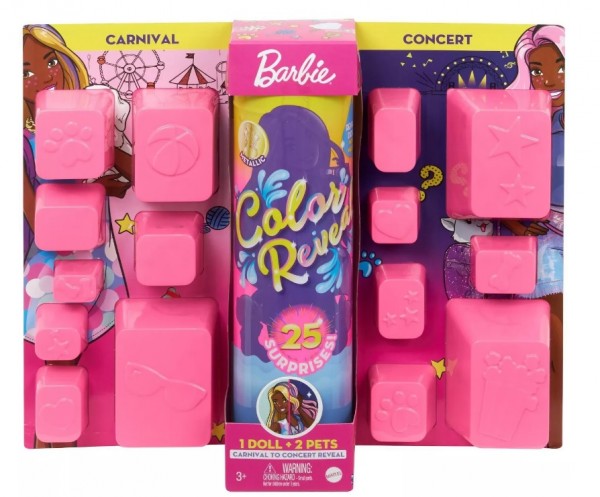 Mattel Barbie Color Reveal Kolorowa Maksiniespodzianka Wesołe Miasteczko/Koncert GPD54 GPD57