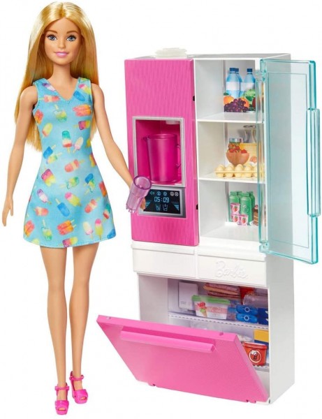 Mattel Barbie lalka + lodówka GHL84