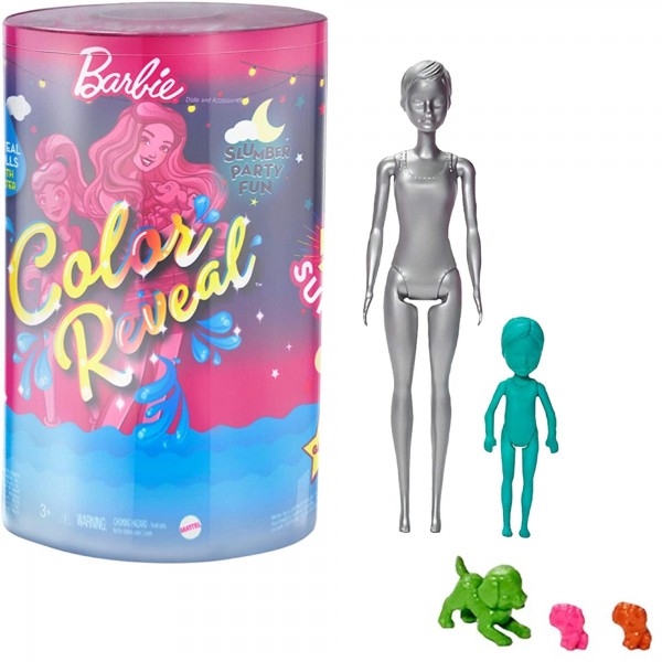 Mattel Barbie Color Reveal Pidżama Party zestaw 50 Niespodzianek GRK14