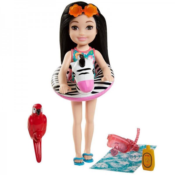 Mattel Barbie Chelsea Lalka Wakacyjna Zebra GRT80 GRT83