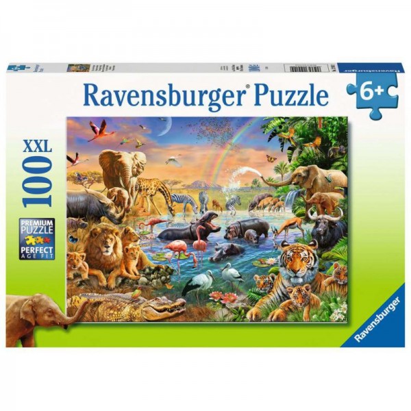Ravensburger  Puzzle 100 XXL Jeziorko w Dżungli 129102