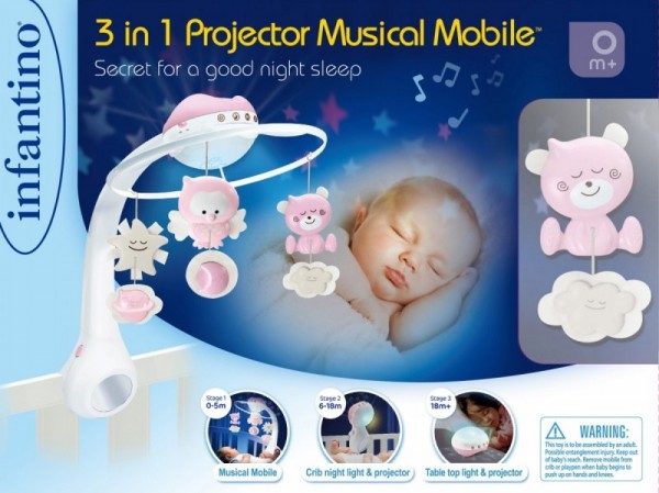 INFANTINO Projektor Karuzela Muzyczna 3 w 1 Różowa