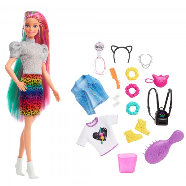 Mattel Barbie Kolorowe Włosy Panterka GRN80 GRN81