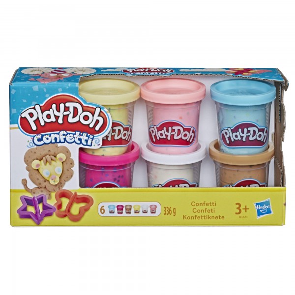 Hasbro Play-Doh 6 Tub Confetti + 2 Foremki B3423