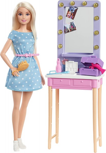 Mattel Barbie Big City Big Dreams Lalka Malibu + Toaletka GYG38 GYG39