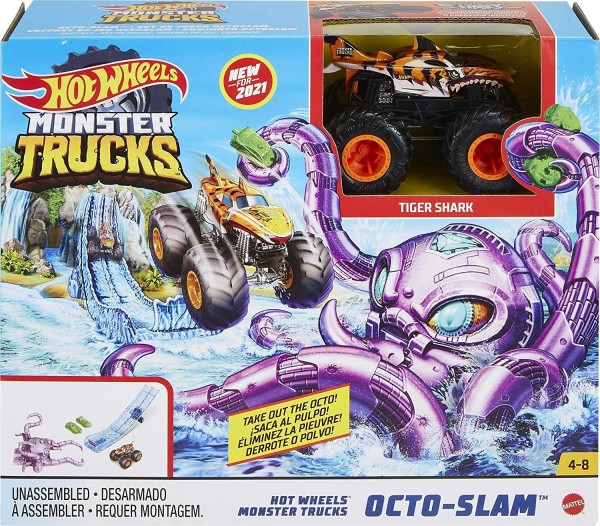 Mattel Hot Wheels Monster Trucks Starcie z Ośmiornicą Mały Zestaw Kaskaderski + Pojazd GYL09 GYL11