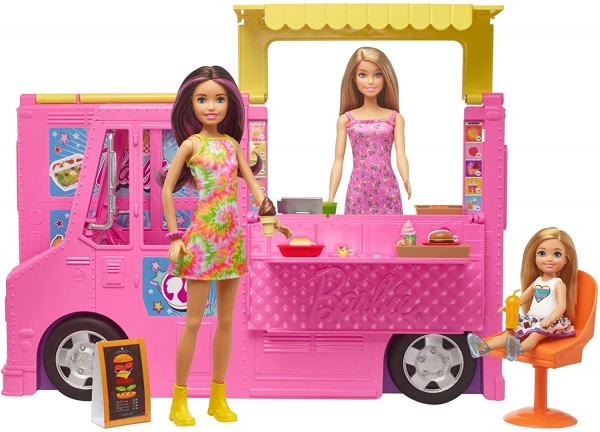 Mattel Barbie Food Truck i Rodzina Lalek 3 Lalki GWJ58
