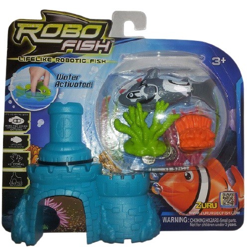 Zuru Robo-Fish Rybka i 2 Koralowce i Zamek Drapieżnik Szary 2539