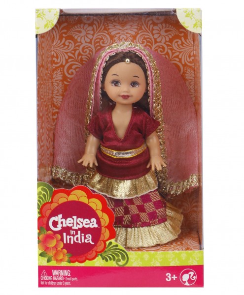 Mattel Barbie Chelsea Indyjka w Ciemnoróżowej Sukience P6873