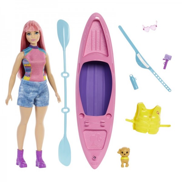 Mattel Barbie Lalka Daisy na Kempingu + Kajak HDF75