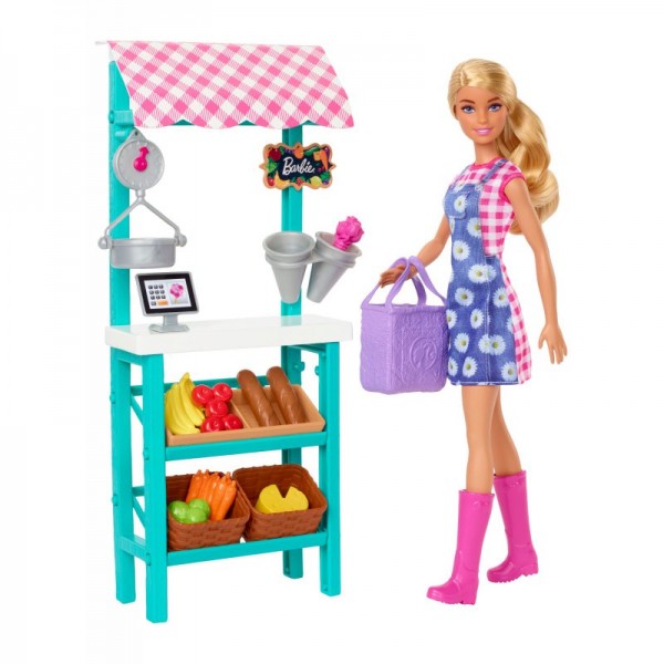 Mattel Barbie Targ Farmerski Zestaw z Lalką HCN22